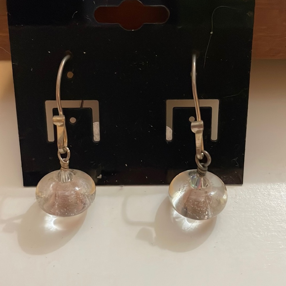 Lamp work glass beads with sterling ear wires